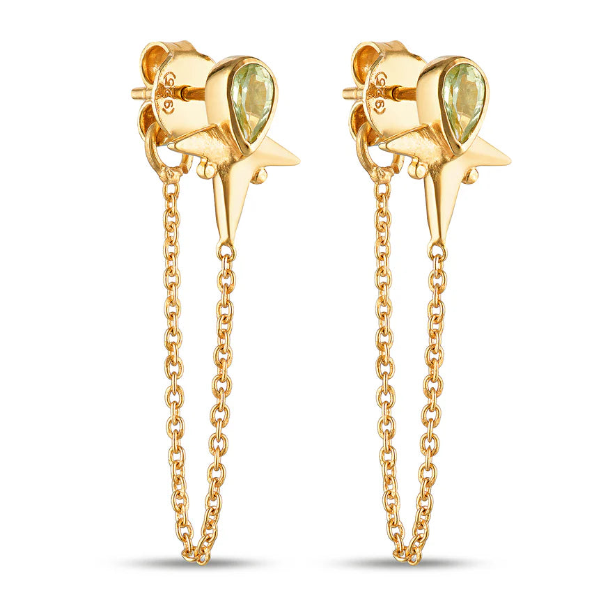 Little Star Peridot Chain Stud Gold