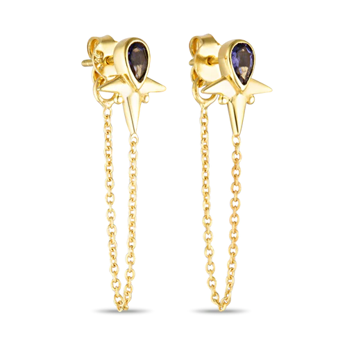 Little Star Iolite Chain Stud Gold