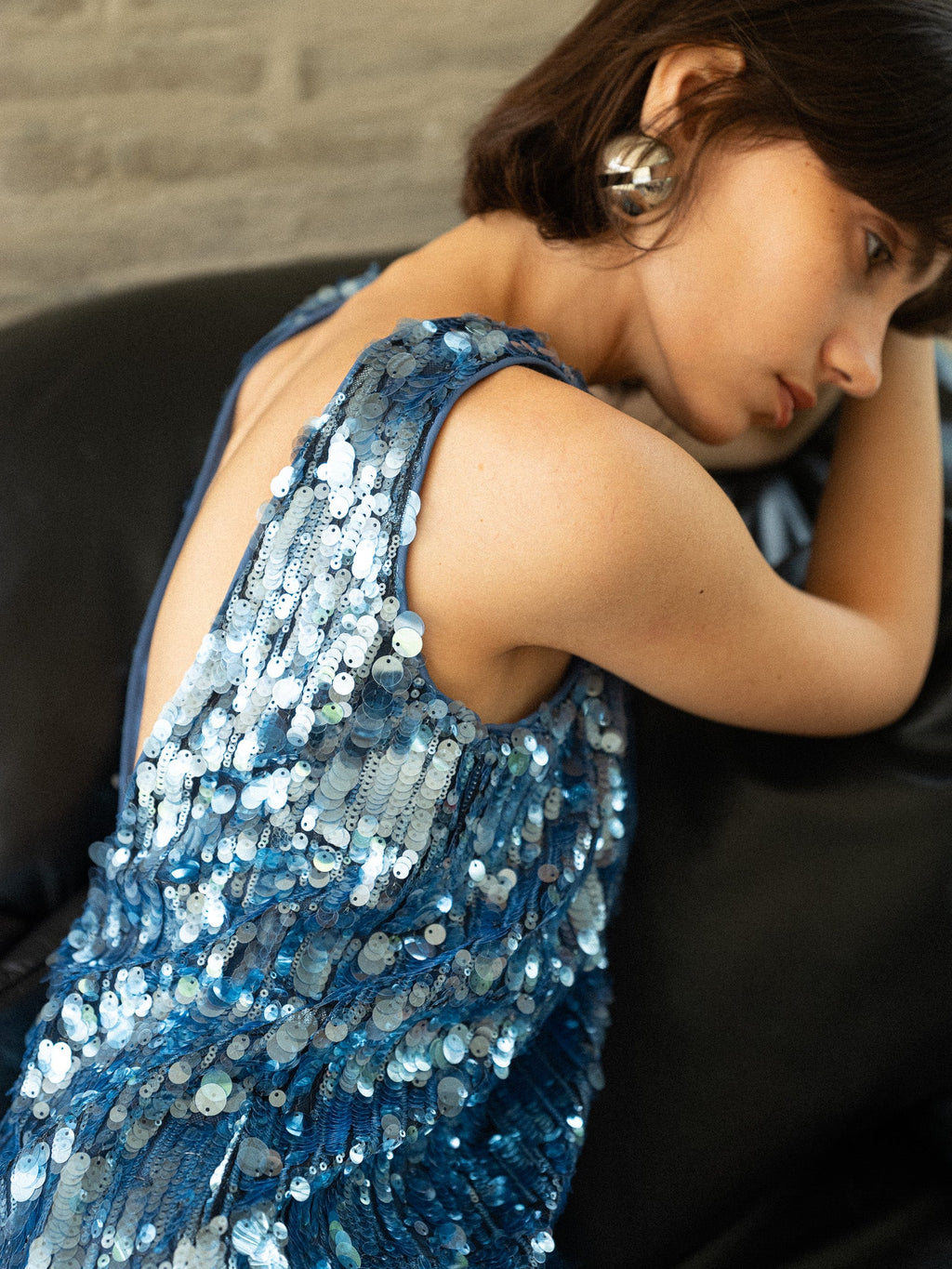 If You Mini Sequin Dress Haze Blue