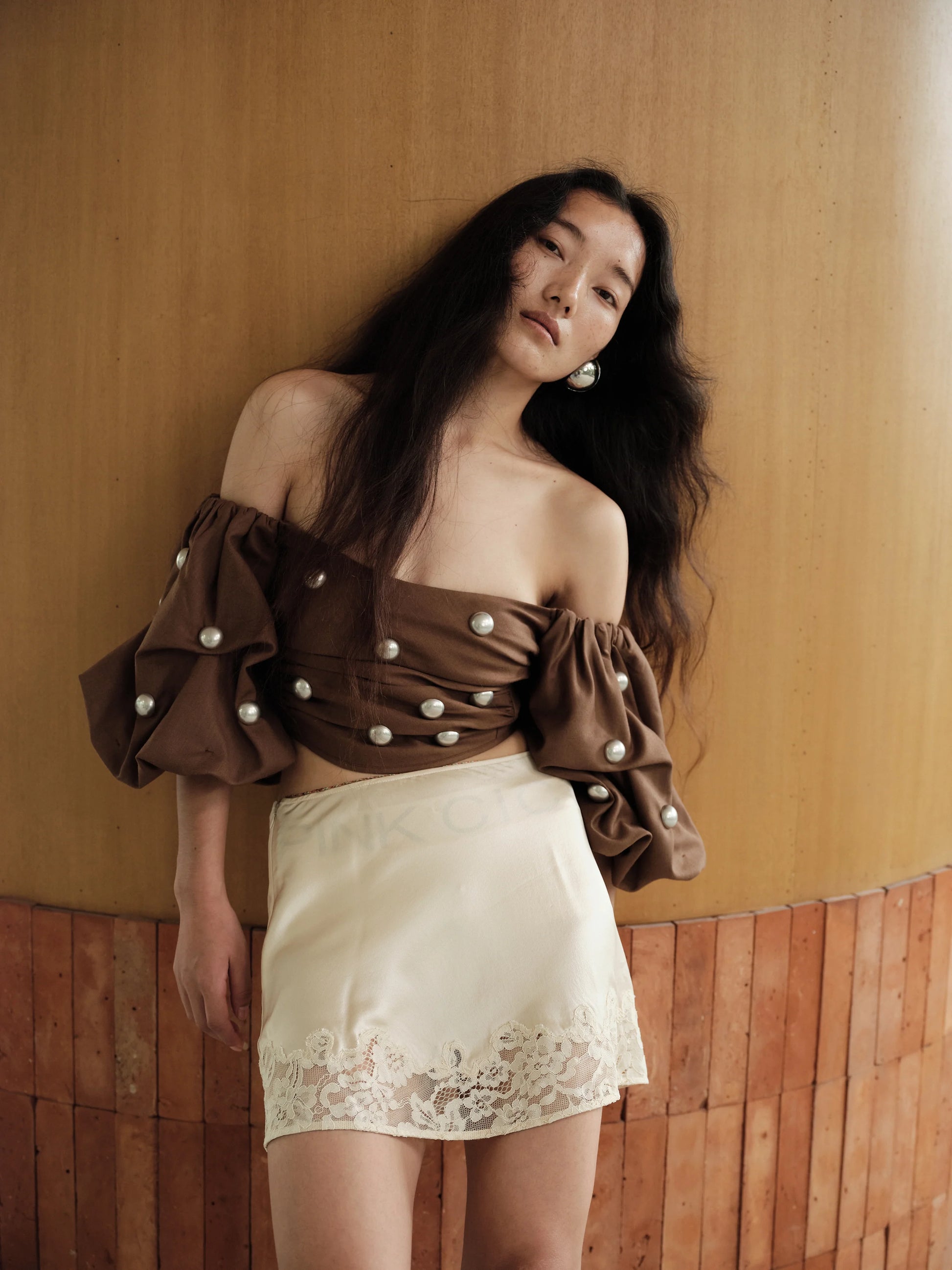 Infatuated Silk Mini Skirt Champagne Veil