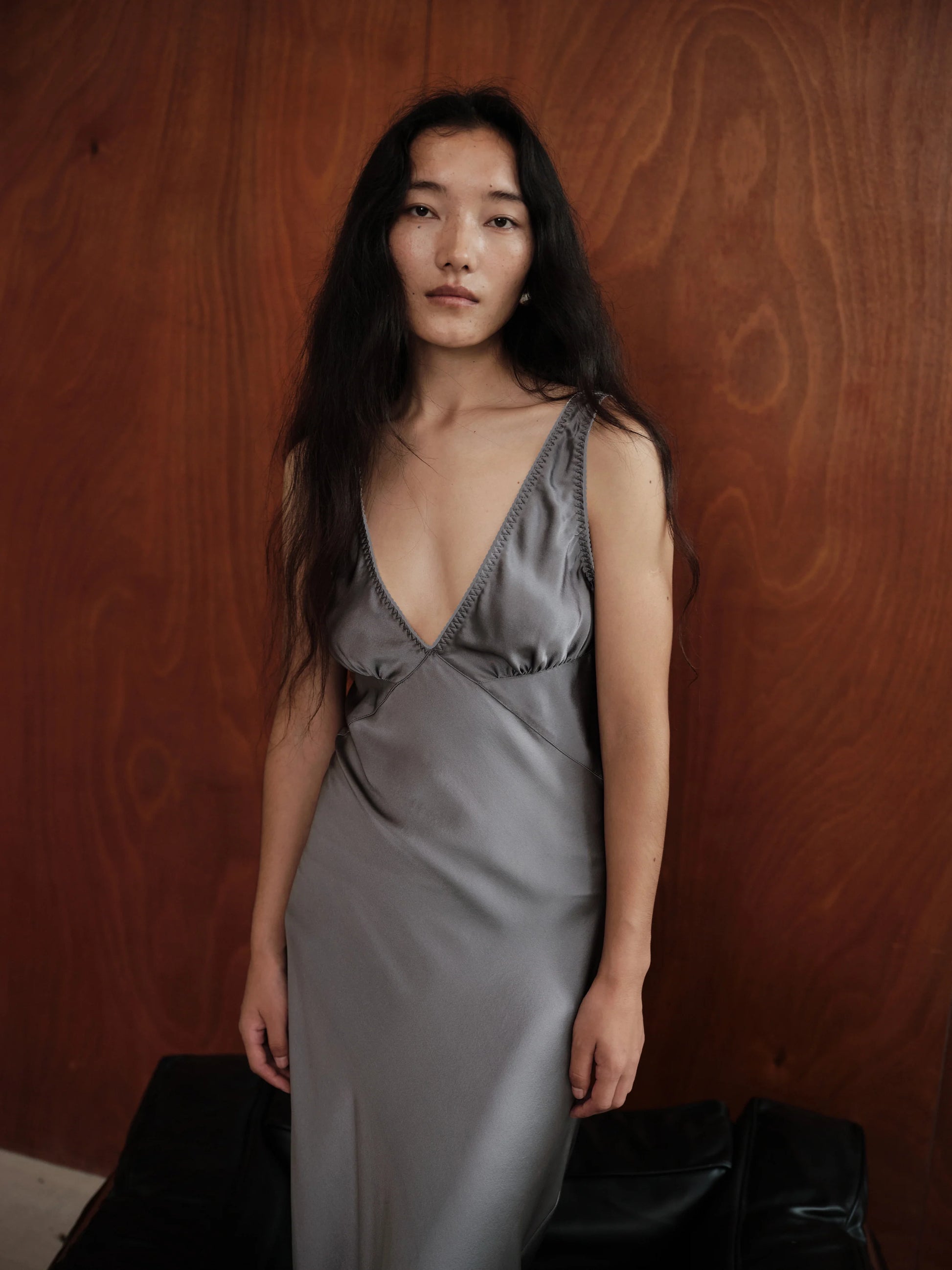 Infatuated Silk Maxi Dress Haze Blue