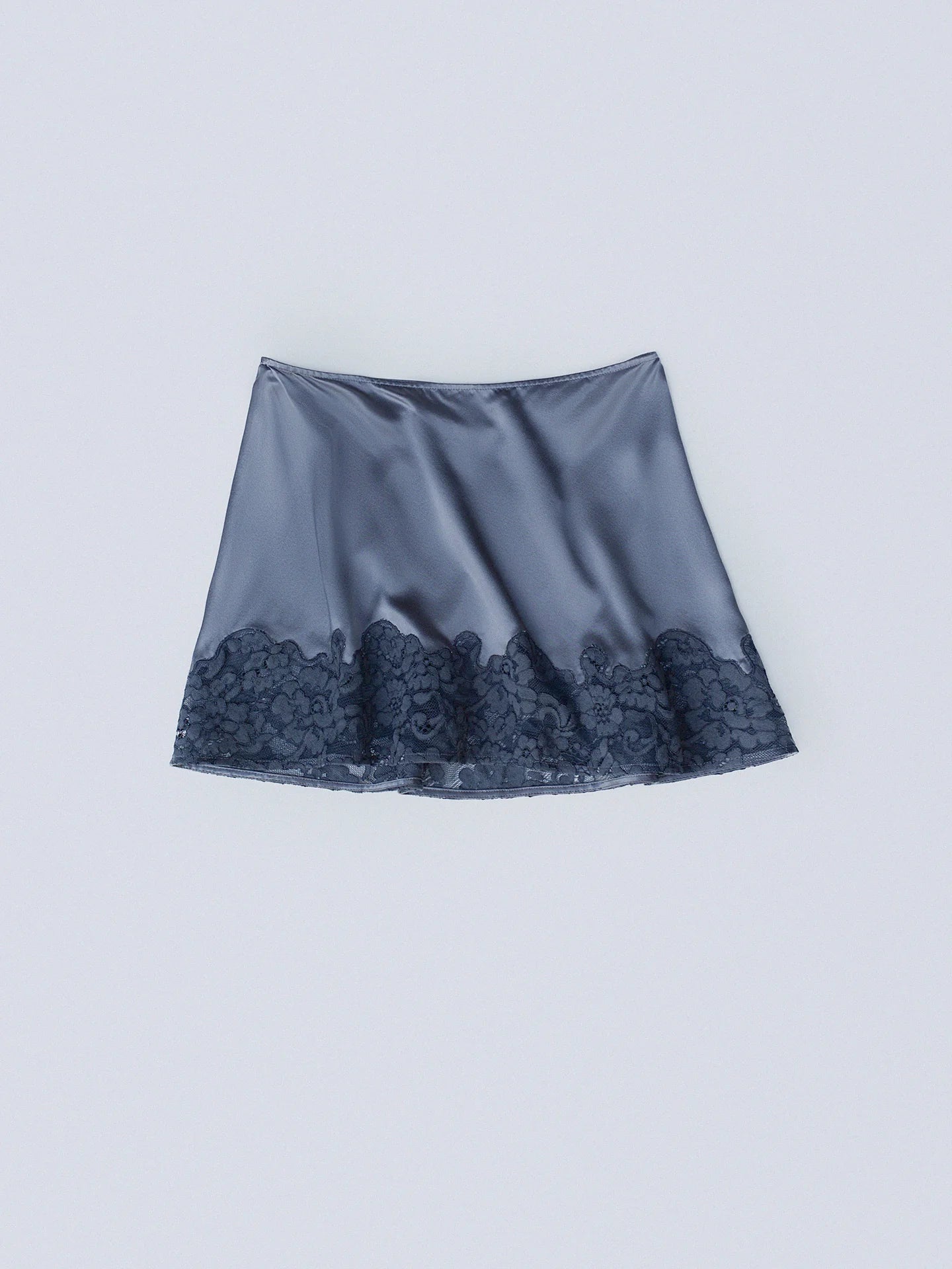 Infatuated Silk Mini Skirt Steel Haze