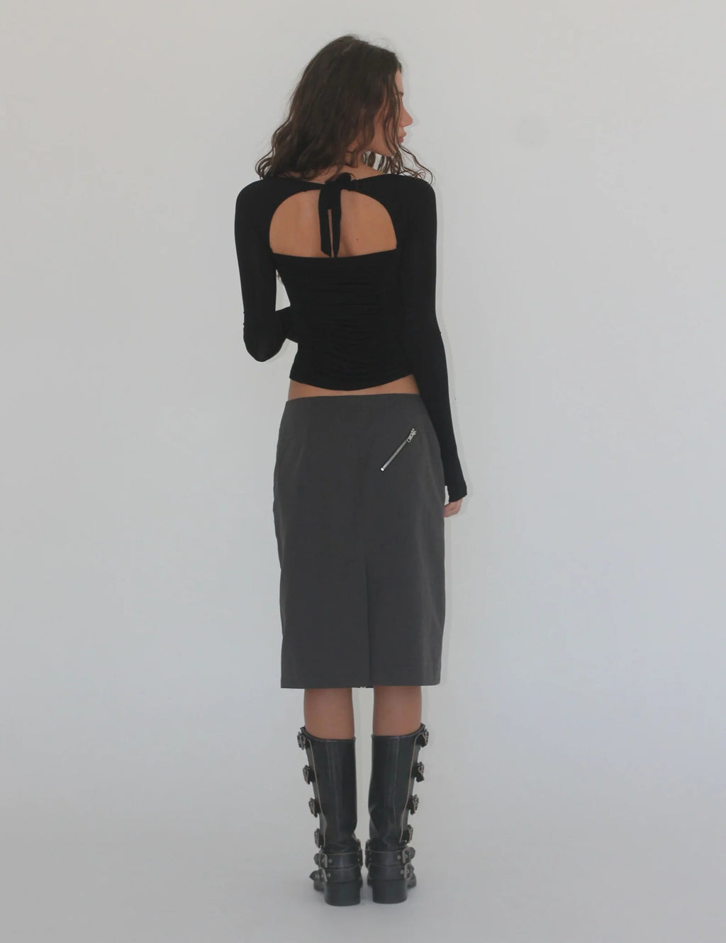 Moto Zip Midi Skirt
