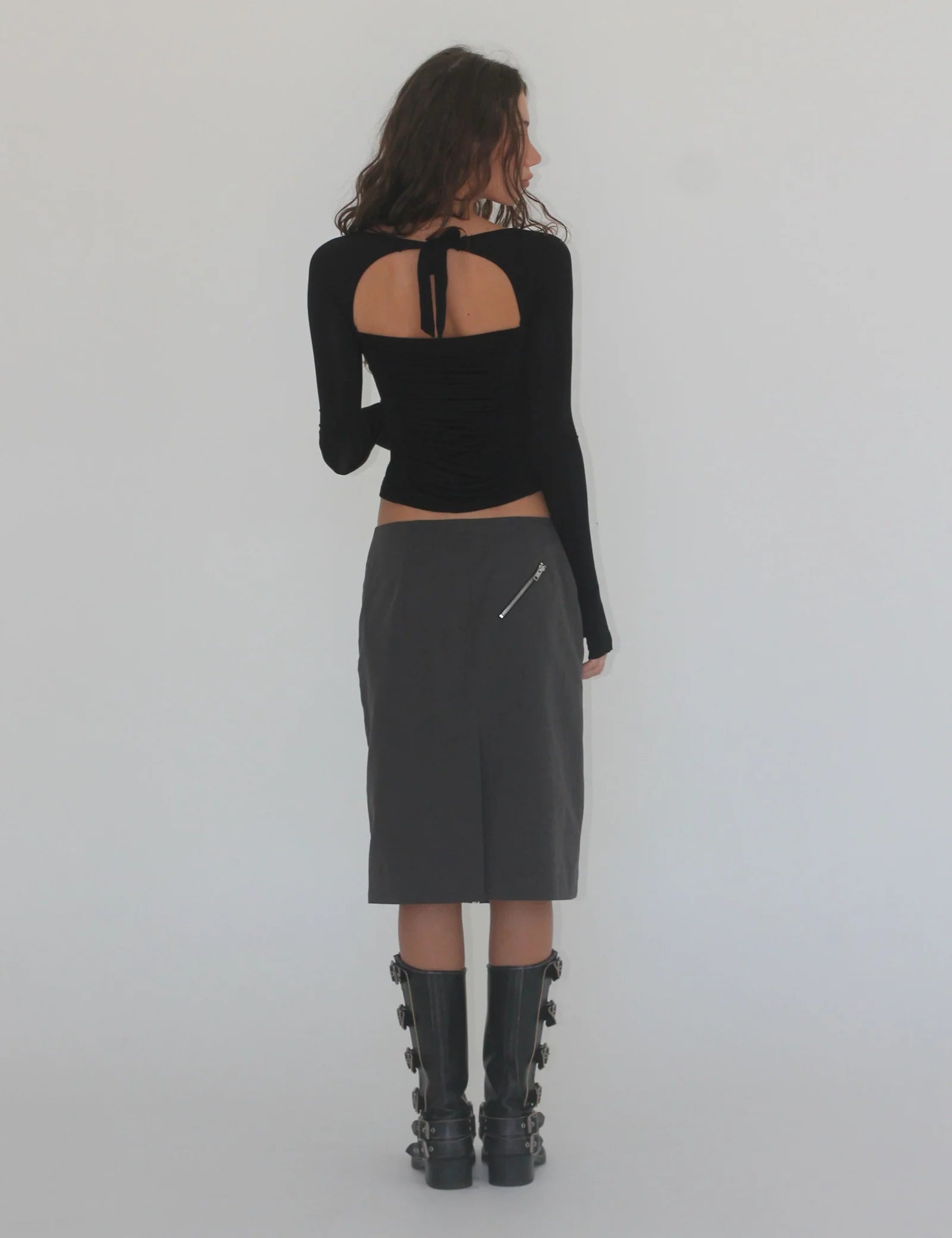 Moto Zip Midi Skirt