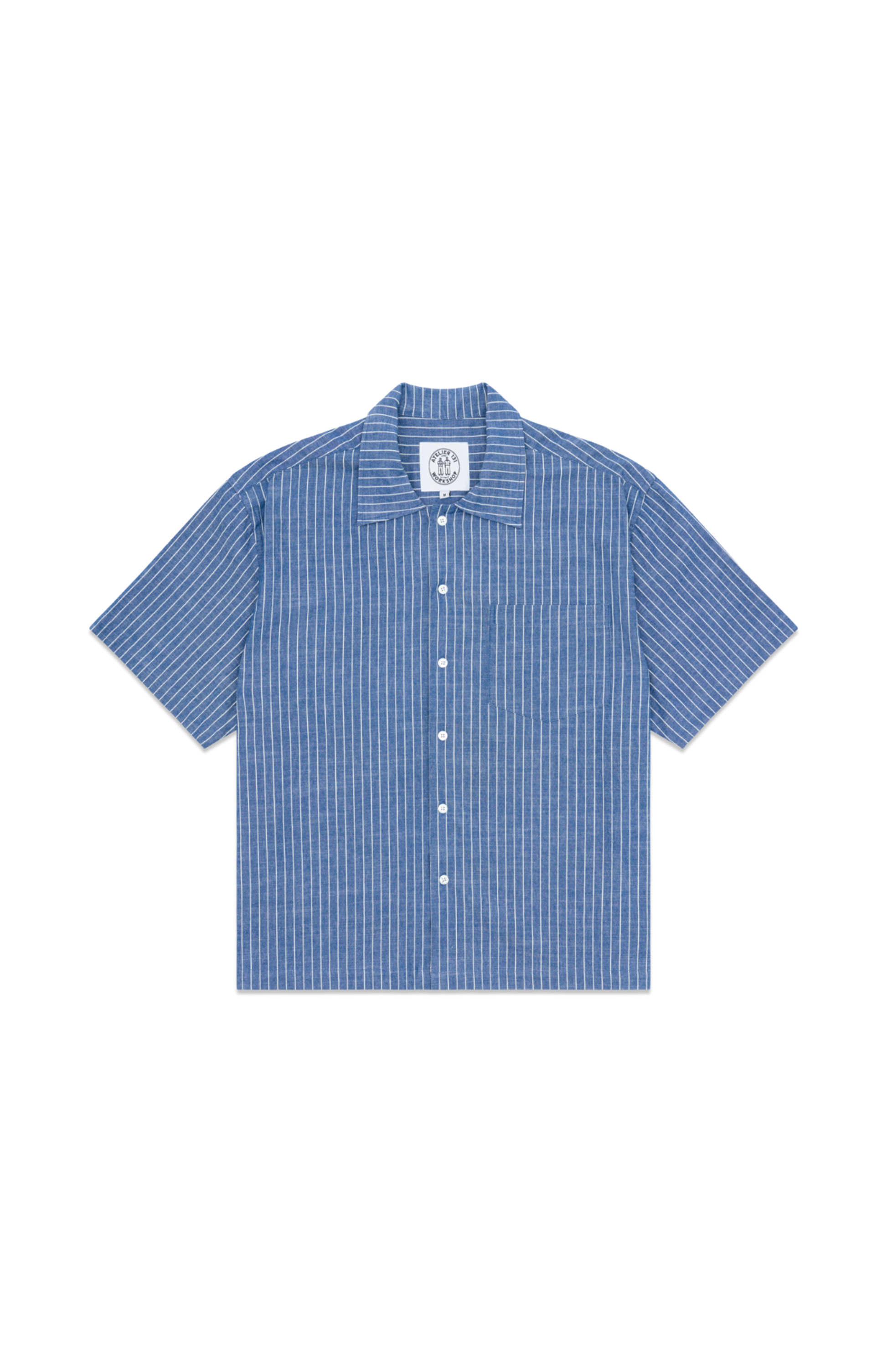 Blue Pinstripe Boxy Button Up T-Shirt