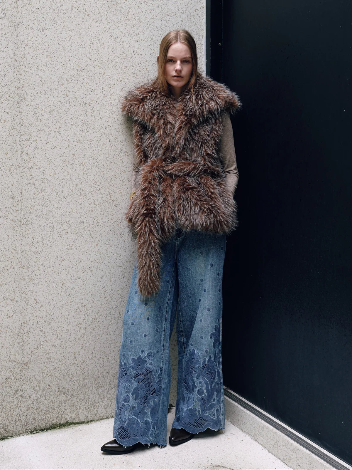 Samantha Faux Fur Vest Chocolate
