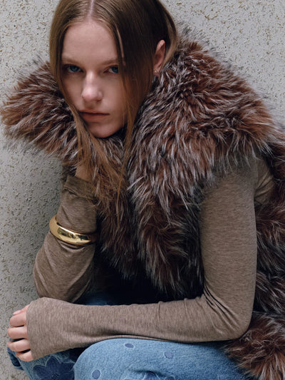 Samantha Faux Fur Vest Chocolate