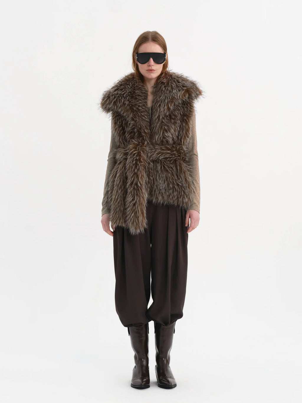 Samantha Faux Fur Vest Chocolate