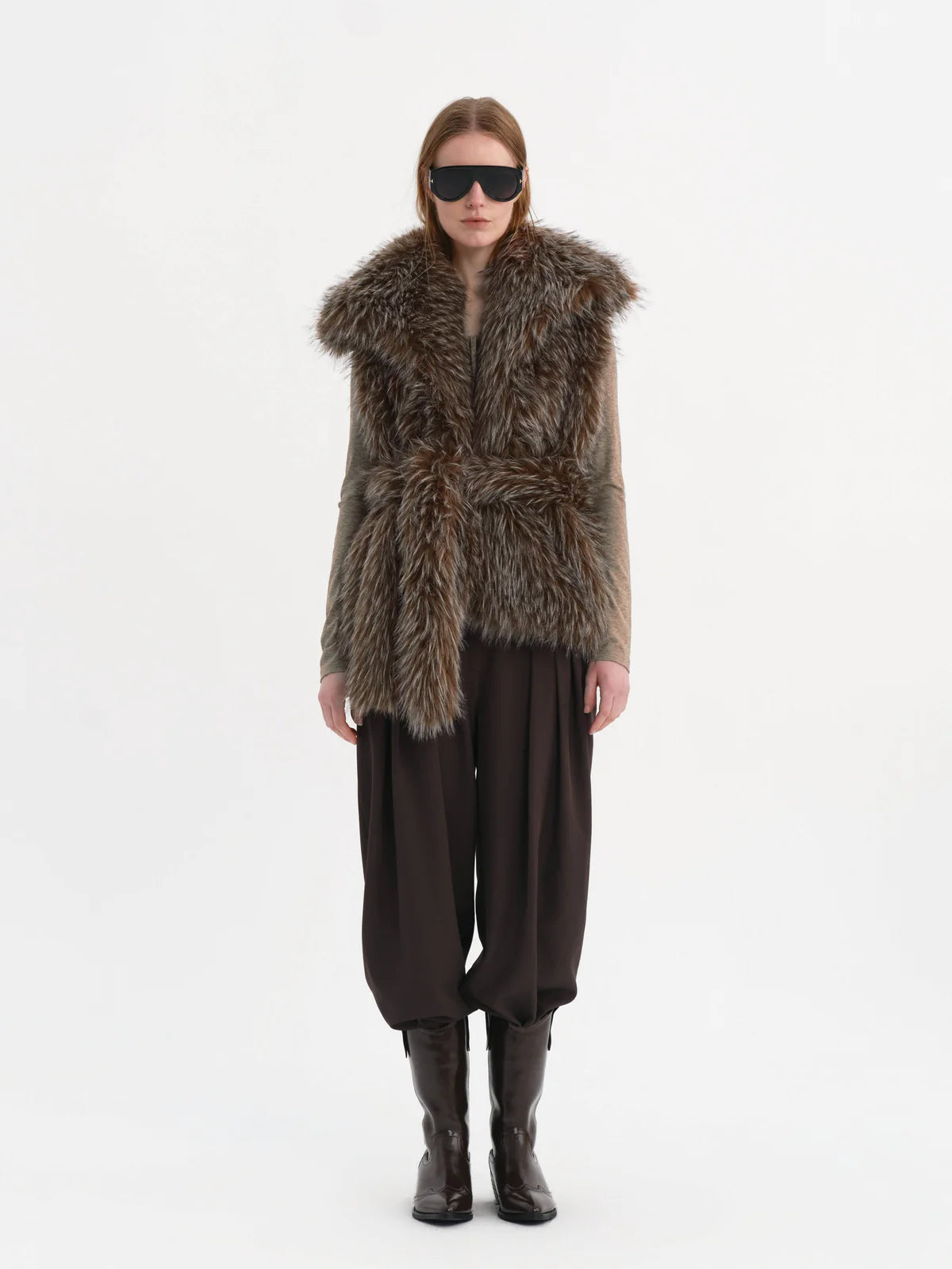 Samantha Faux Fur Vest Chocolate