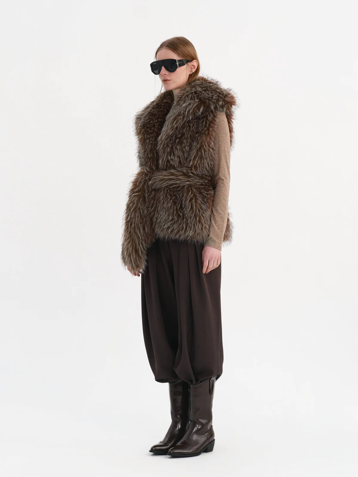 Samantha Faux Fur Vest Chocolate