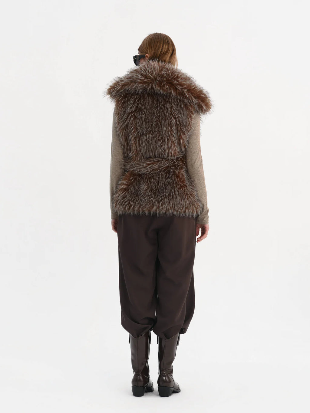 Samantha Faux Fur Vest Chocolate