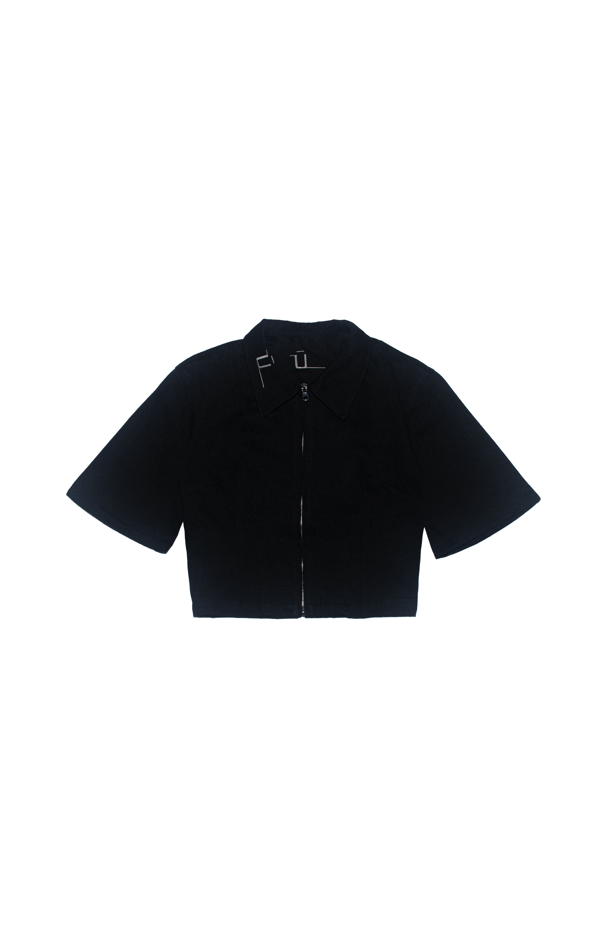 DENIM ZIP-UP CROPPED SHIRT