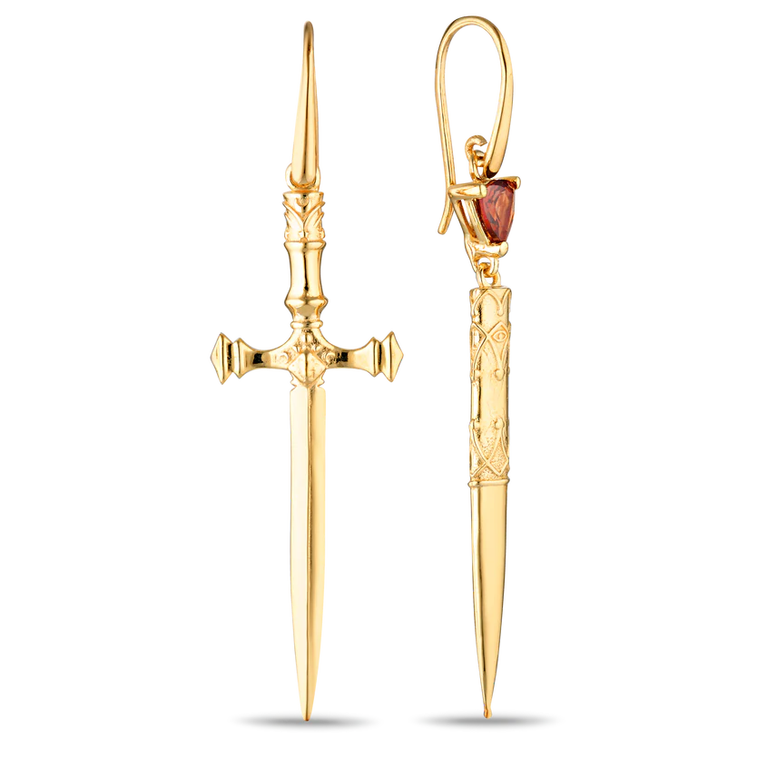Dagger & Case Garnet Earrings Silver
