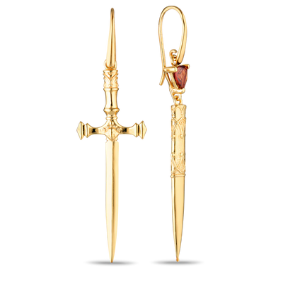 Dagger & Case Garnet Earrings Silver