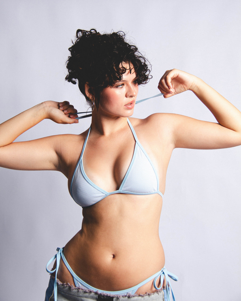 Net Swim Top Powder Blue