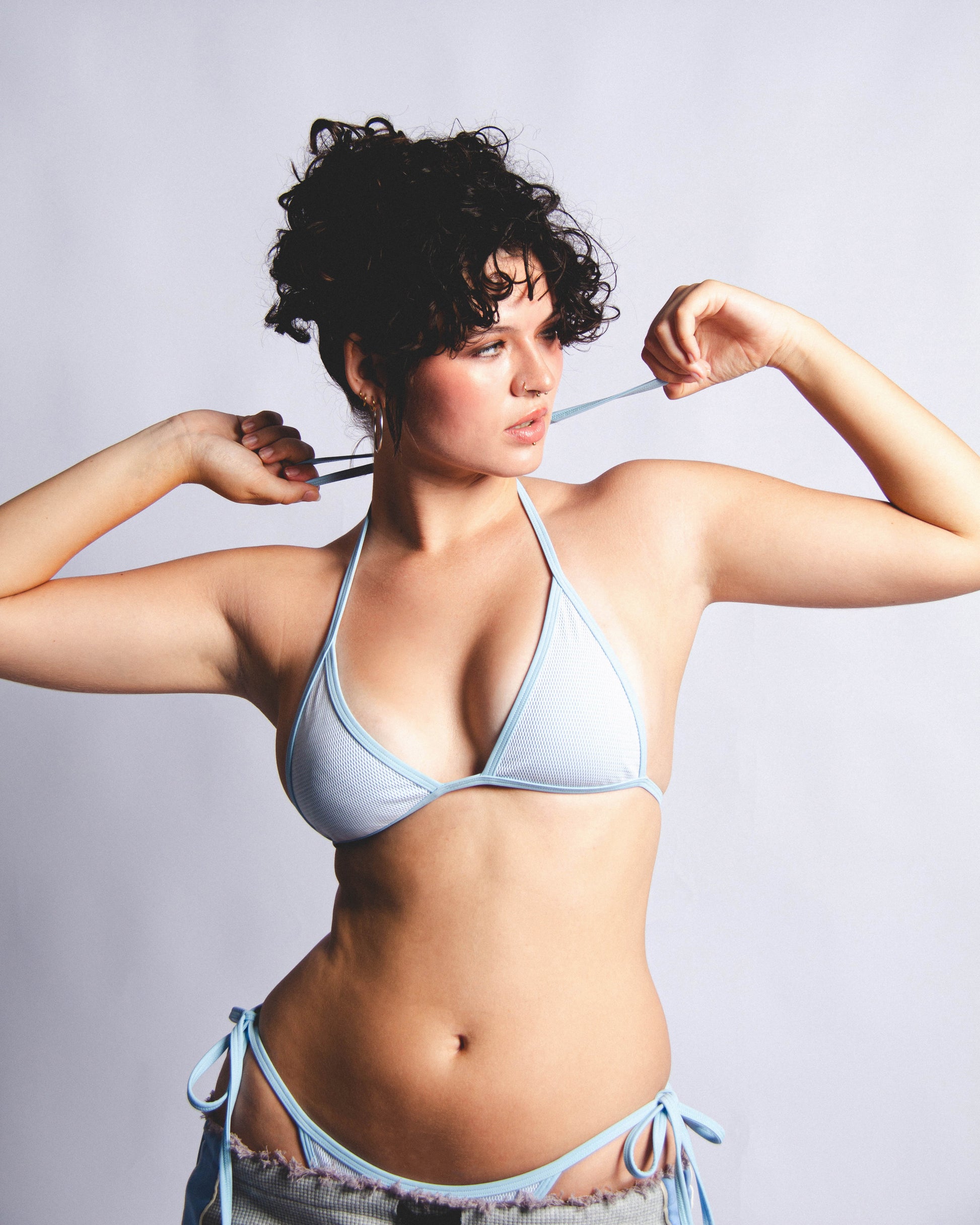 Net Swim Top Powder Blue