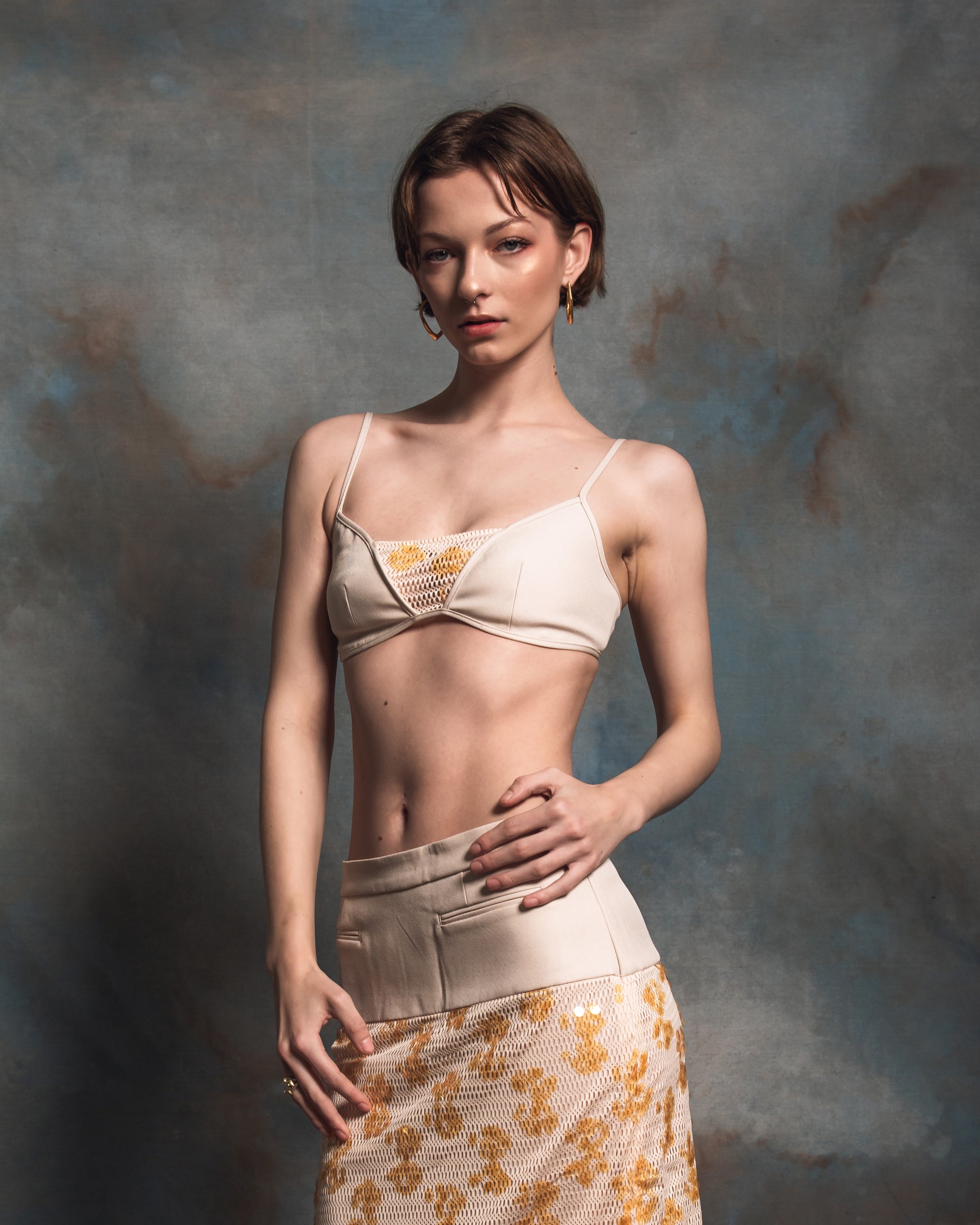 Kakia Ecru Sequin Bralette Top