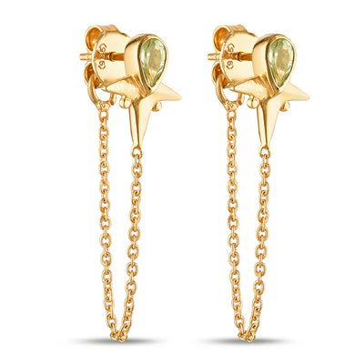 Little Star Peridot Chain Stud Silver