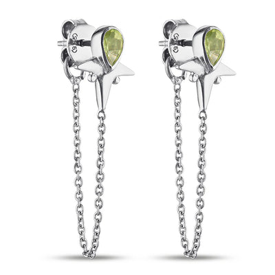 Little Star Peridot Chain Stud Silver