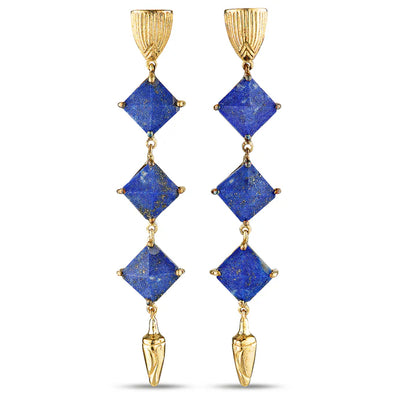 Lapis Lazuli Fortuna Earrings Silver