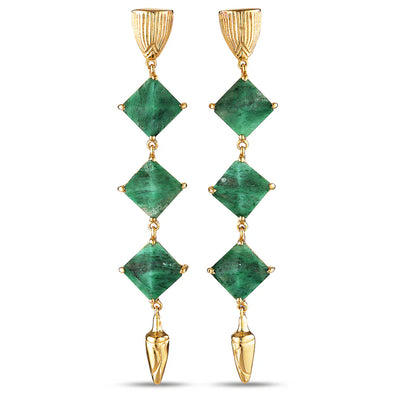 Green Aventurine Fortuna Earrings Silver