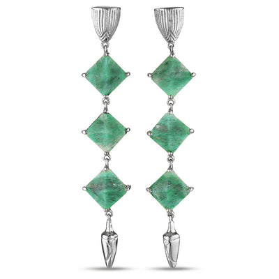 Green Aventurine Fortuna Earrings Silver