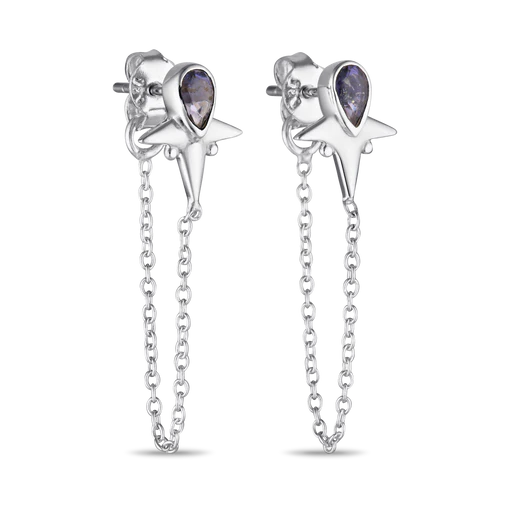 Little Star Iolite Chain Stud Silver