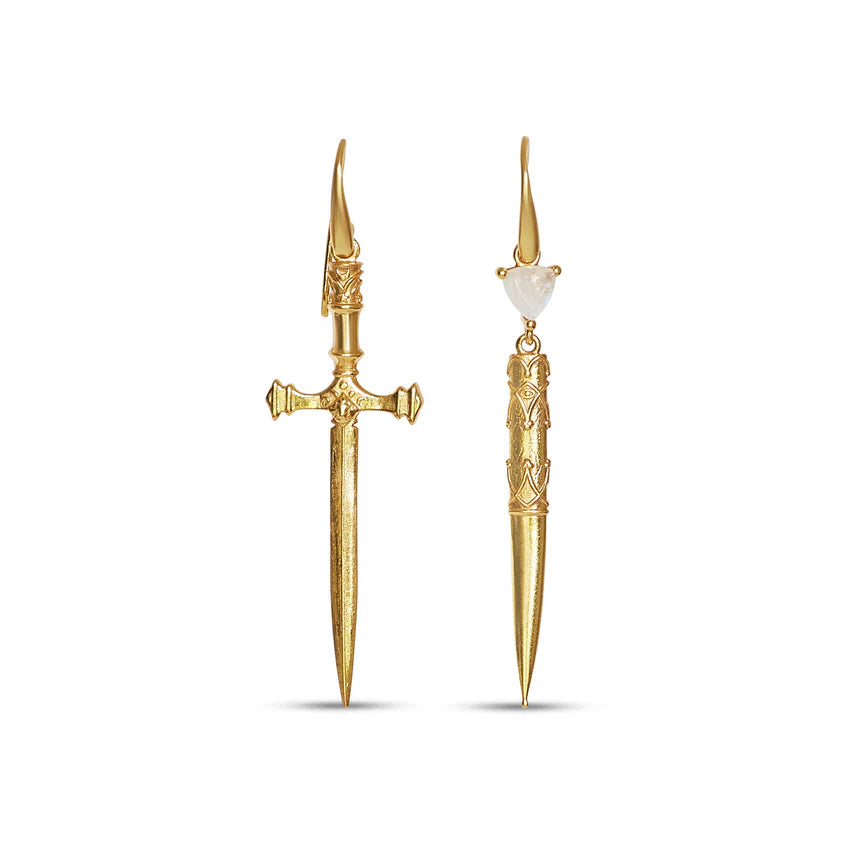 Dagger & Case Rainbow Moonstone Earrings Silver