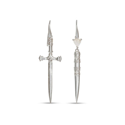 Dagger & Case Rainbow Moonstone Earrings Silver