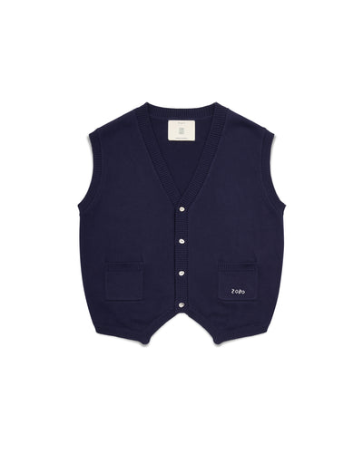 Midnight Blue Cropped Cardigan Vest