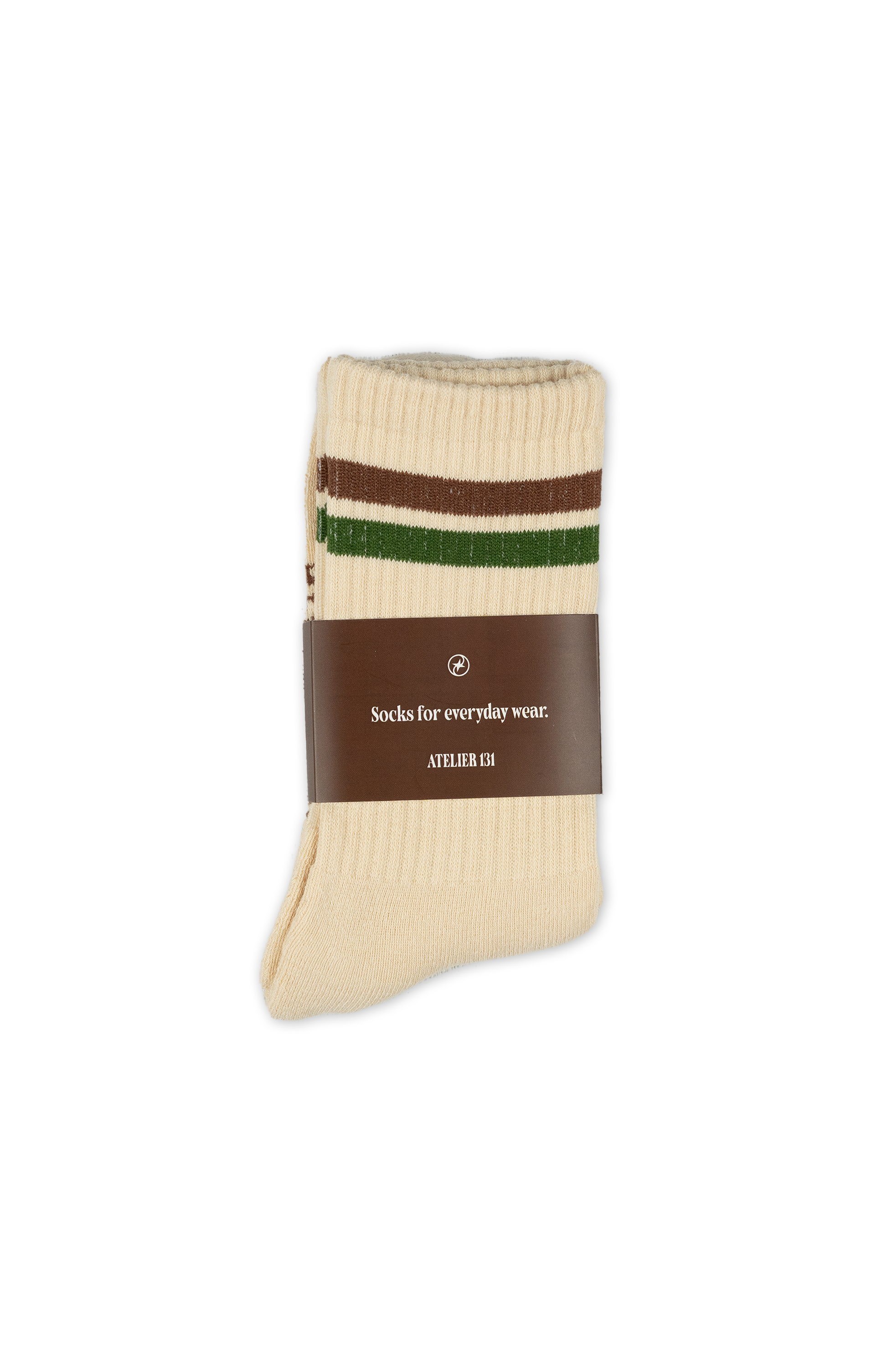 Oatmeal Stripe Crew Socks