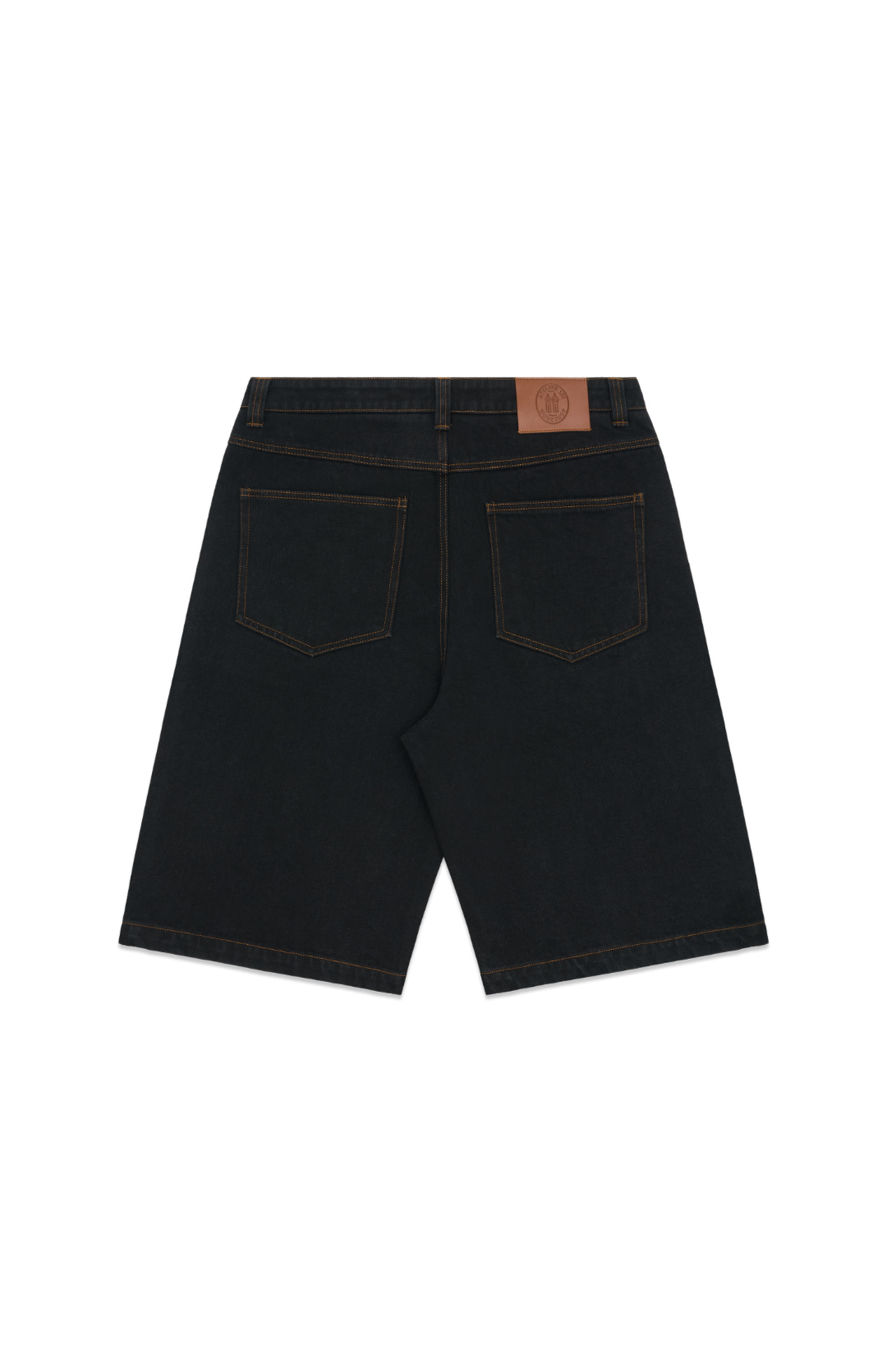 Black Tobacco Pleated Denim Shorts