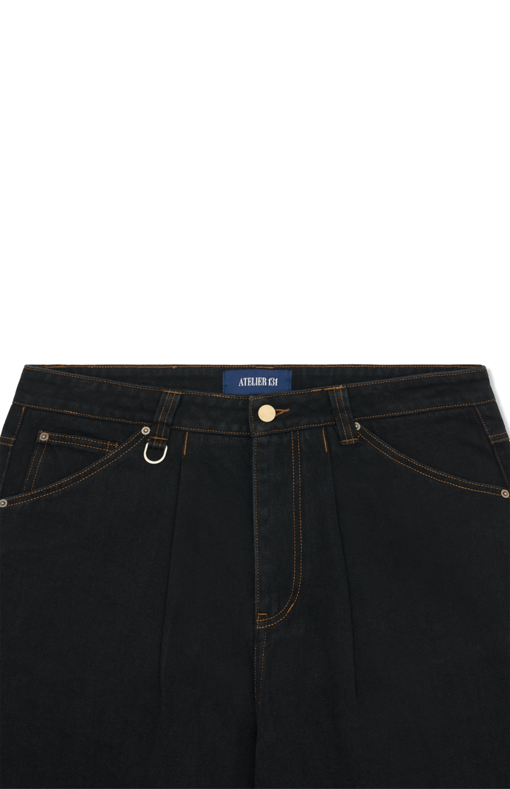 Black Tobacco Pleated Denim Shorts