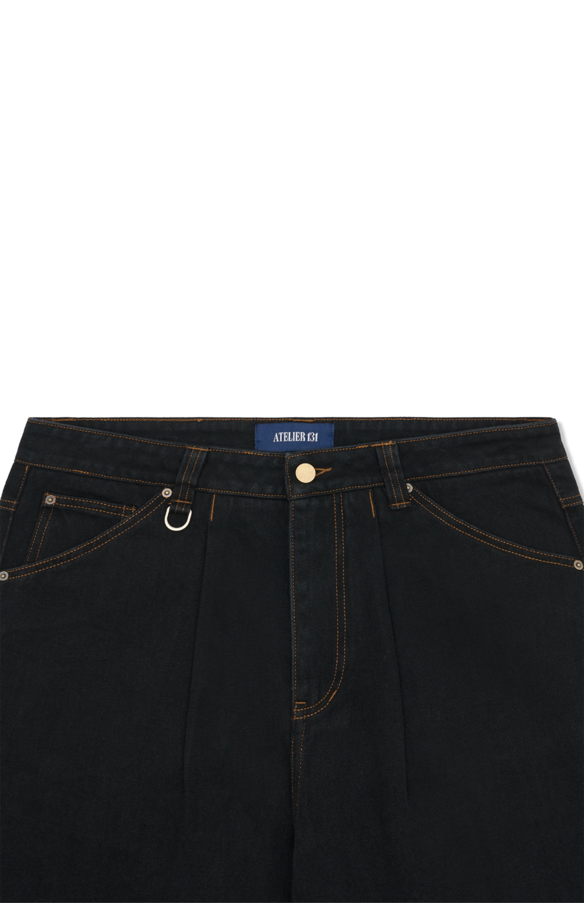 Black Tobacco Pleated Denim Shorts