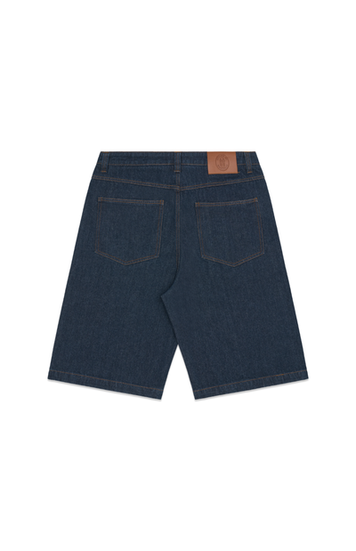 Blue Tobacco Pleated Denim Shorts