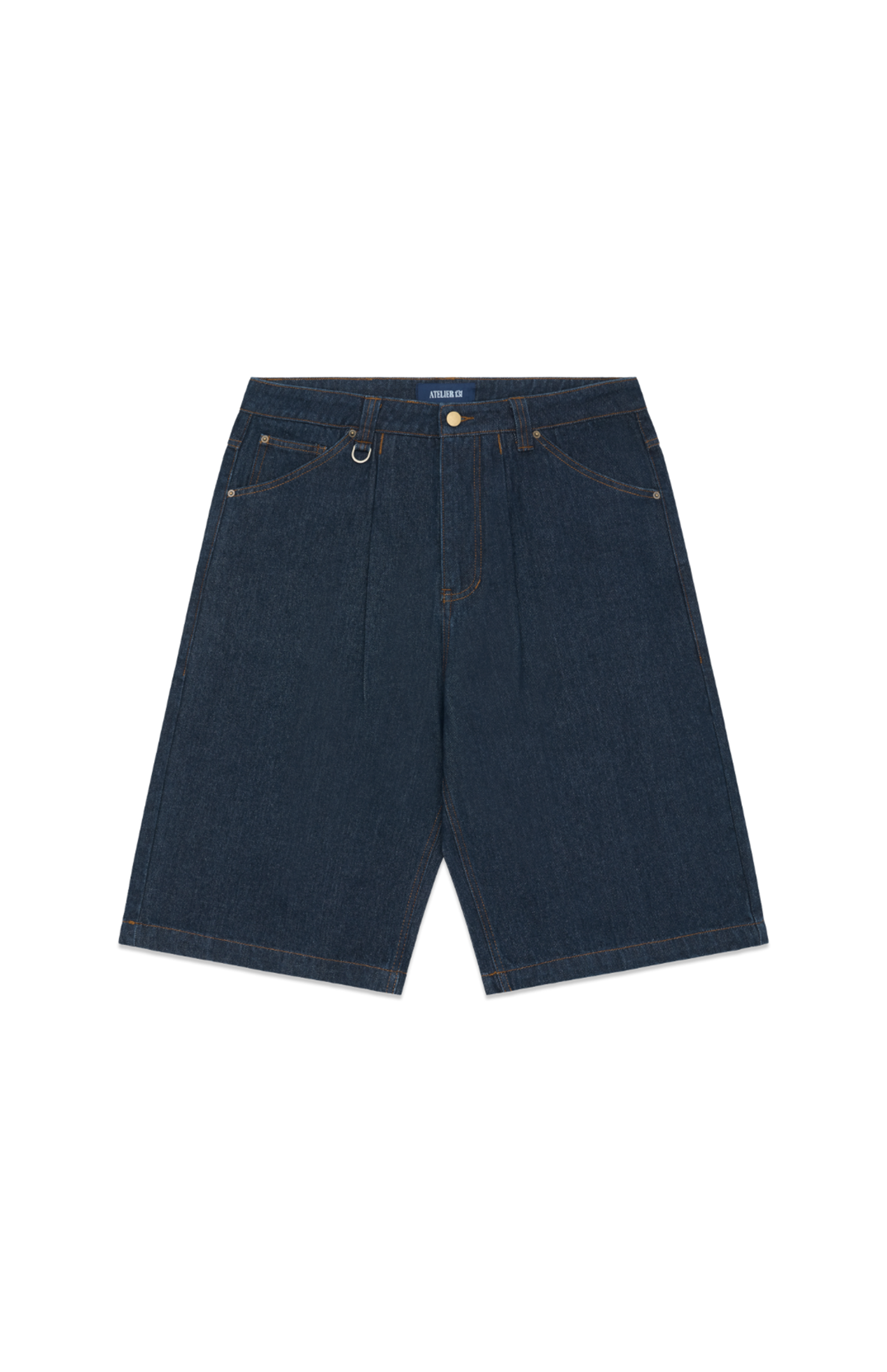 Blue Tobacco Pleated Denim Shorts