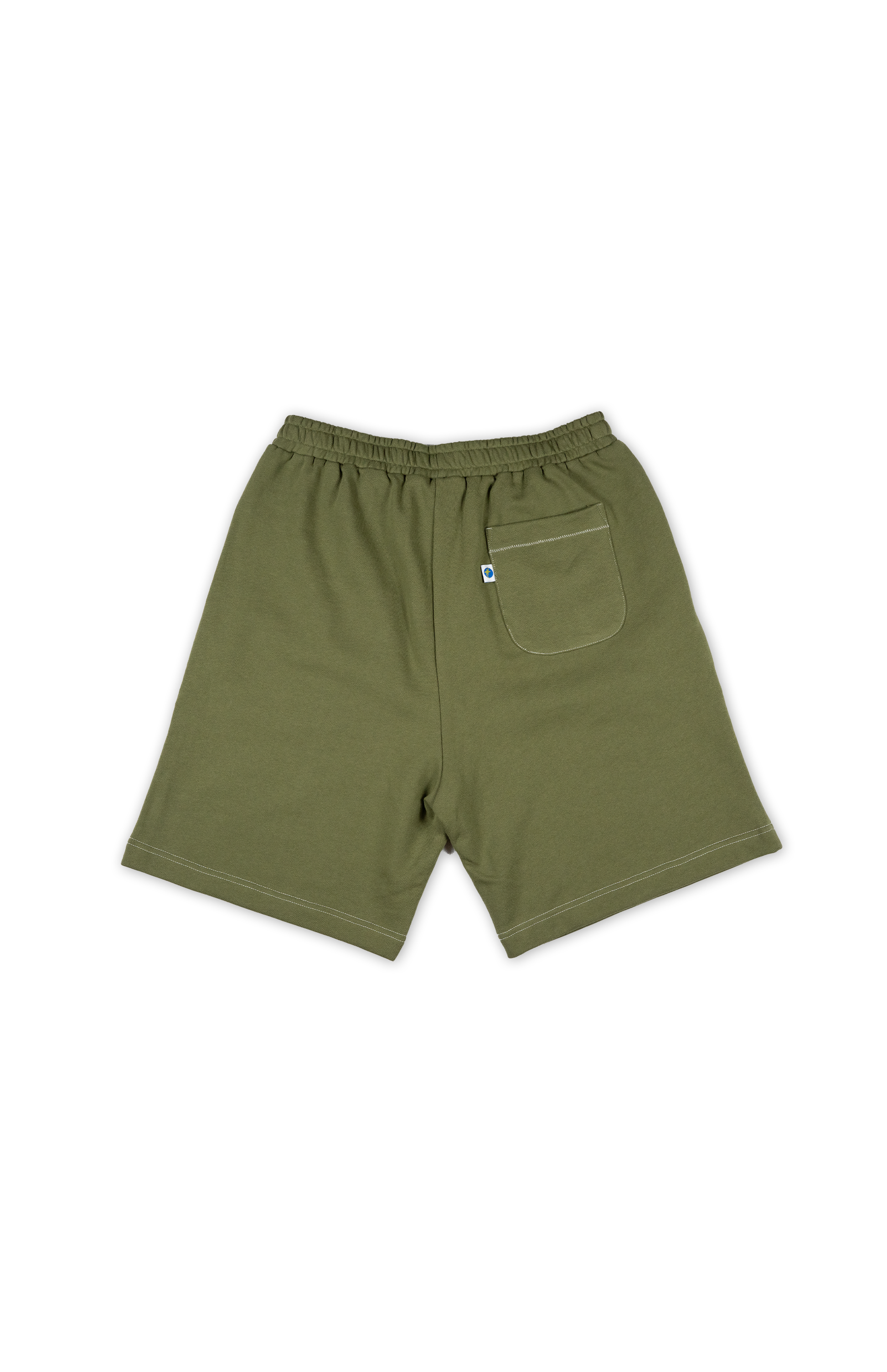 Relaxed Army Green Cut Terry Shorts