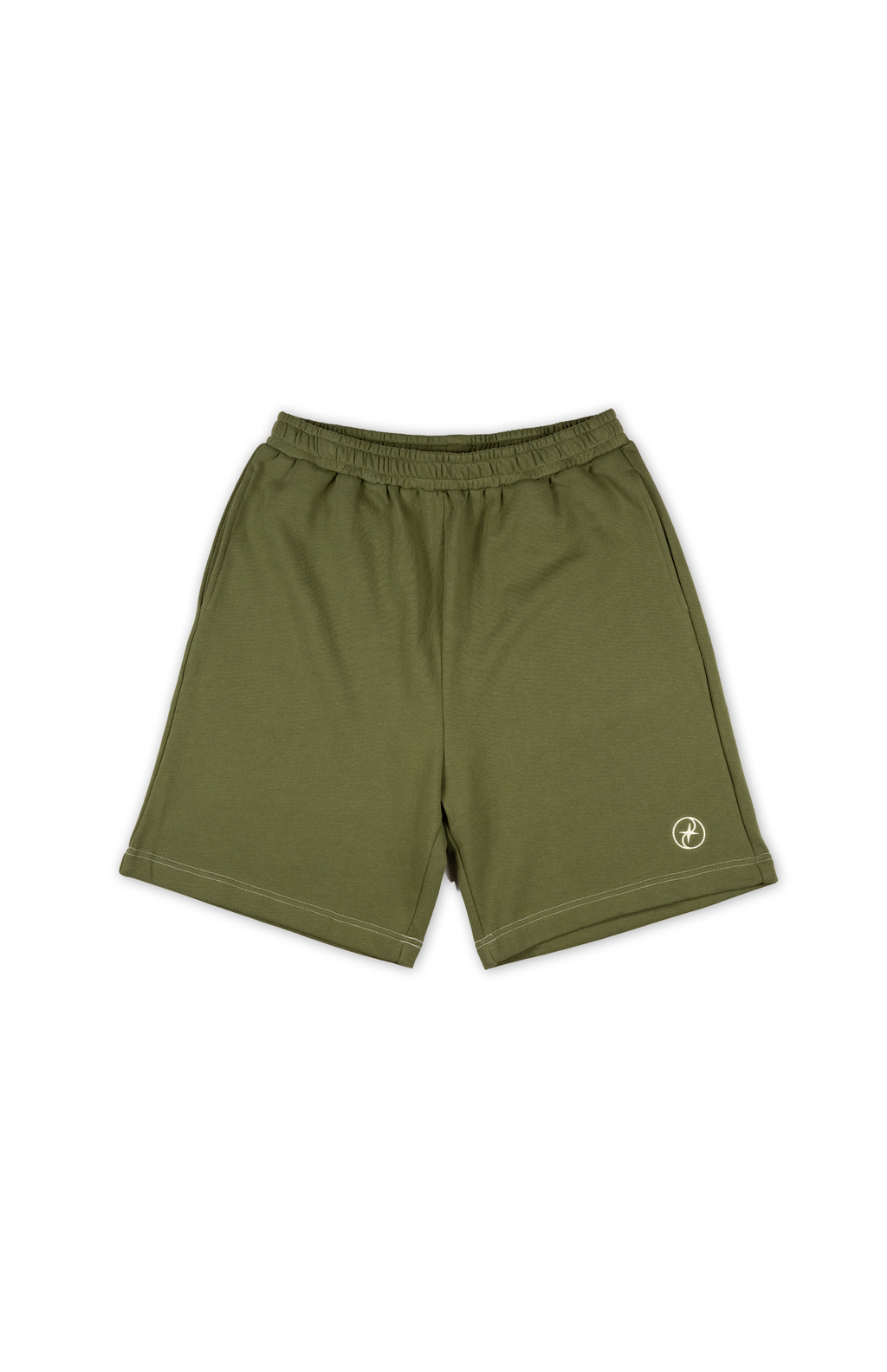 Relaxed Army Green Cut Terry Shorts