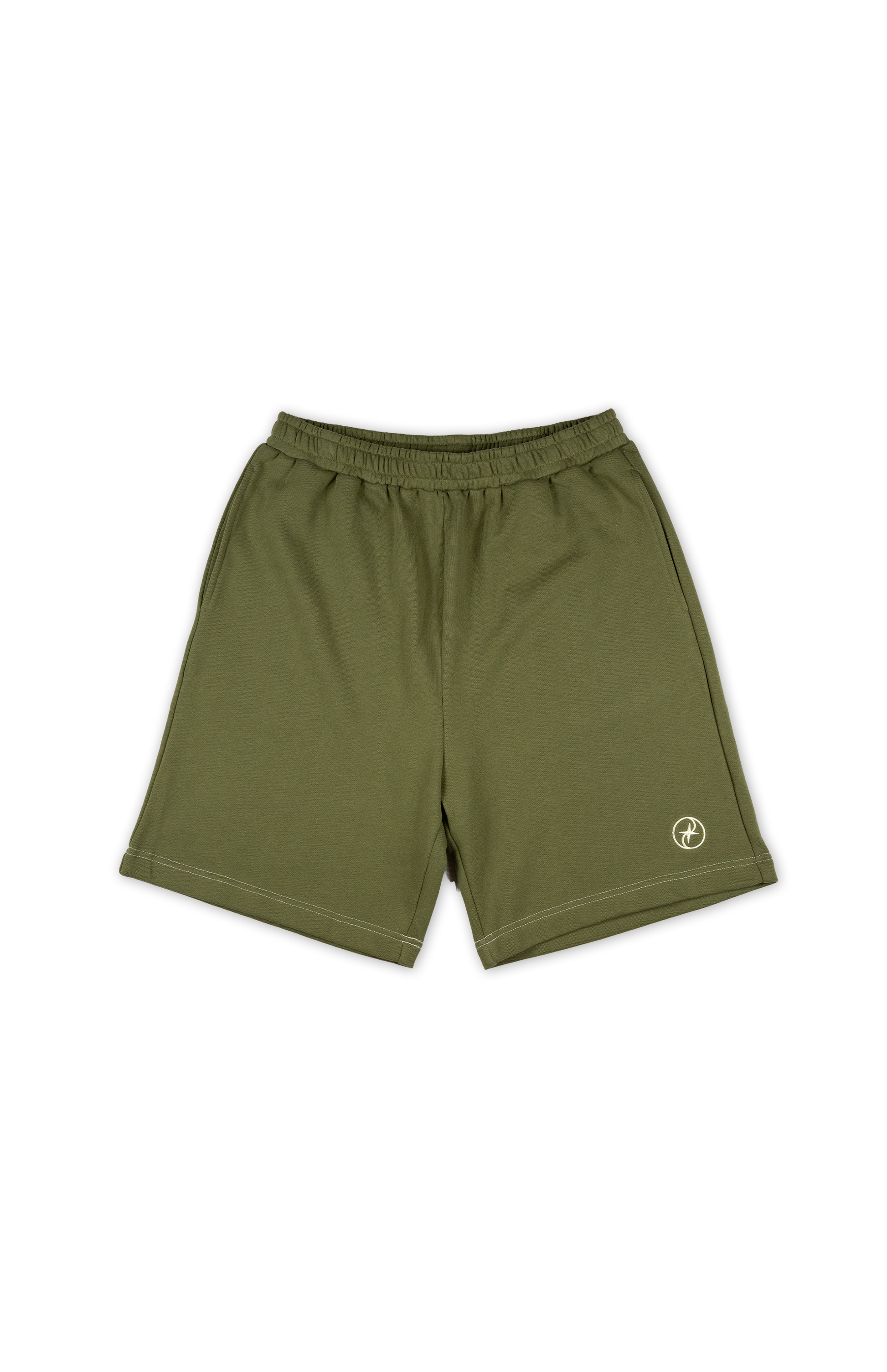 Relaxed Army Green Cut Terry Shorts