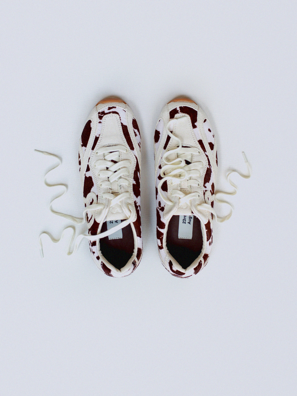 Object Suede Low-Top Sneakers Ivory / Espresso Cow Print