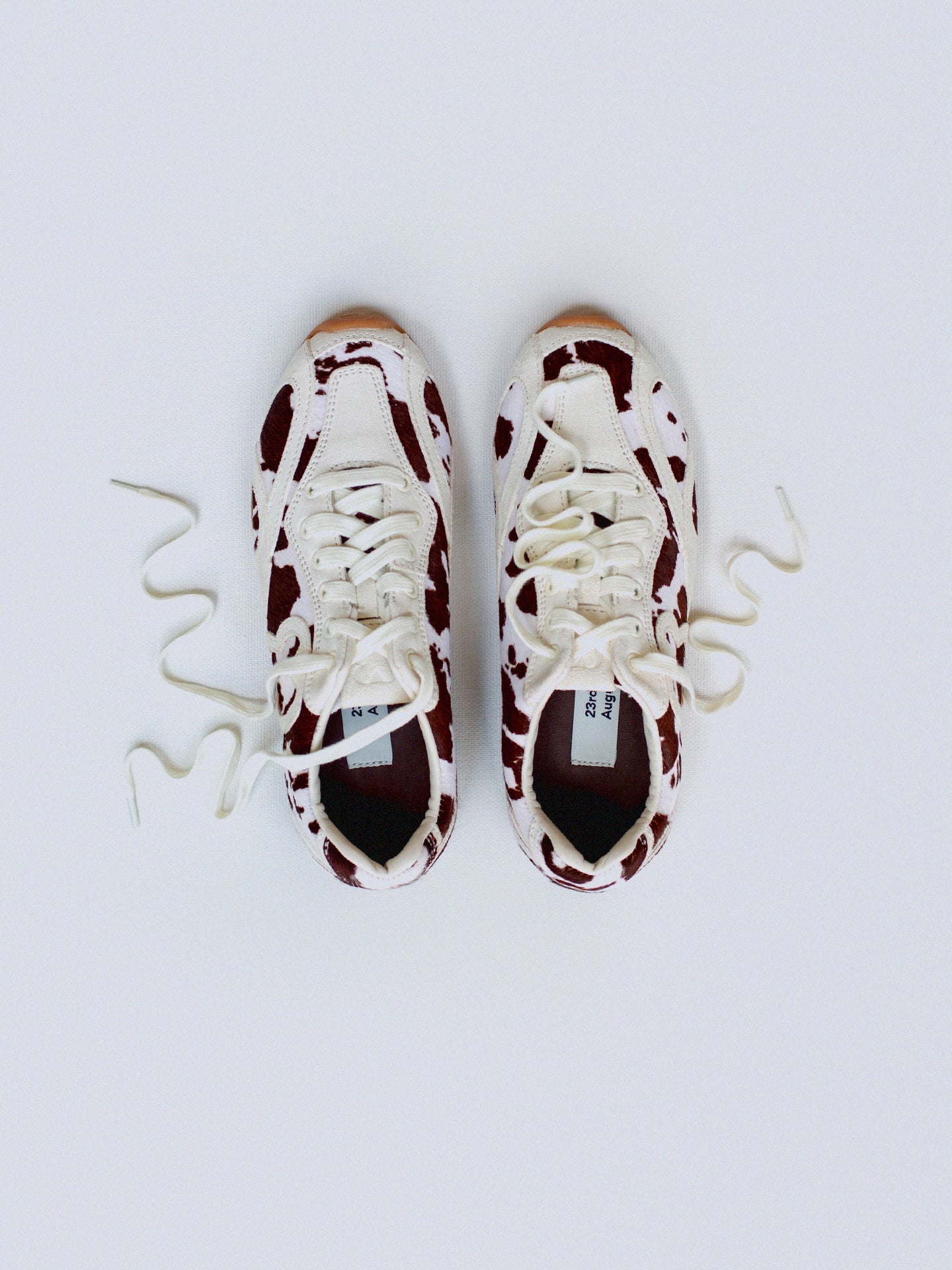 Object Suede Low-Top Sneakers Ivory / Espresso Cow Print