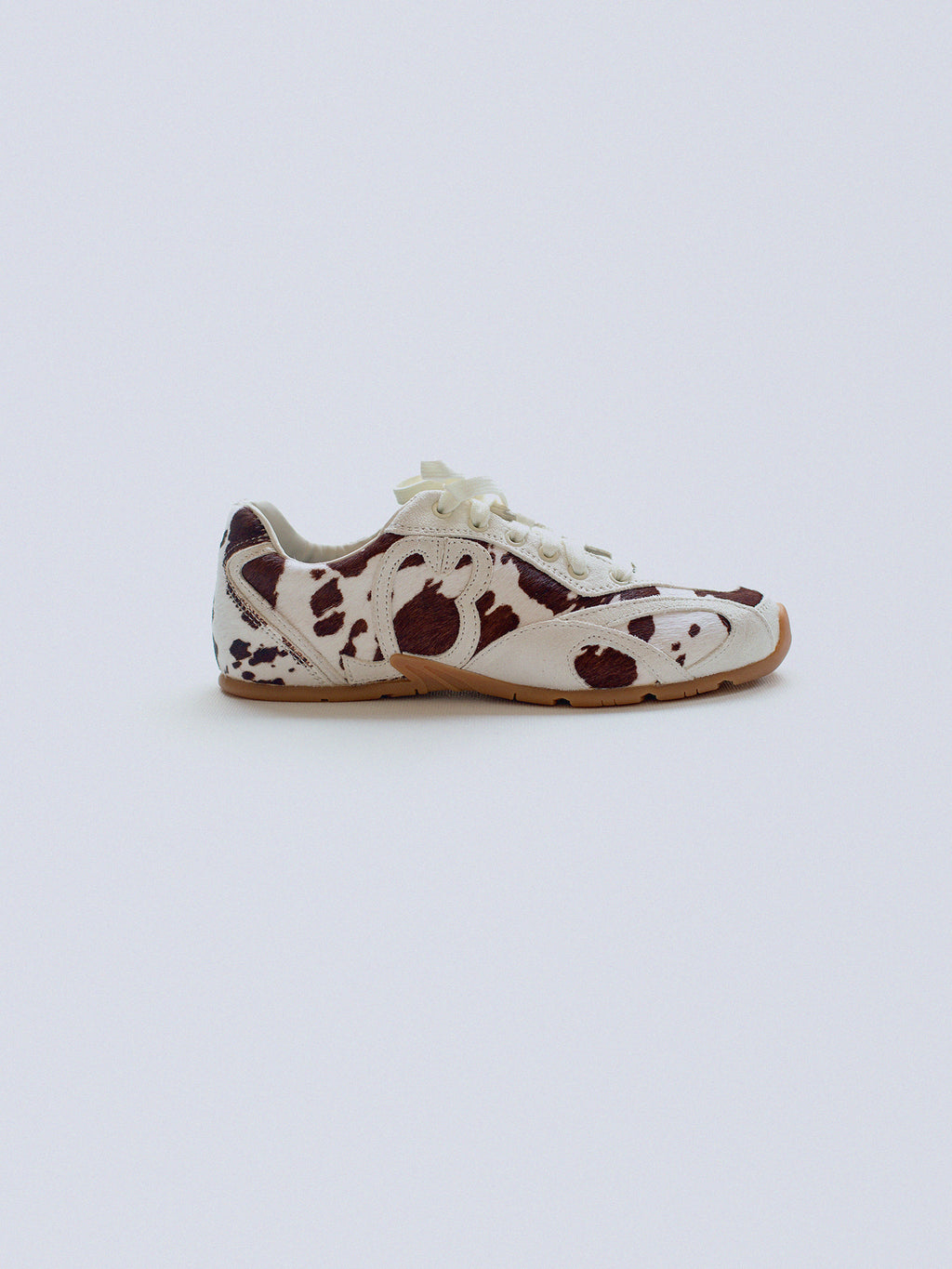 Object Suede Low-Top Sneakers Ivory / Espresso Cow Print
