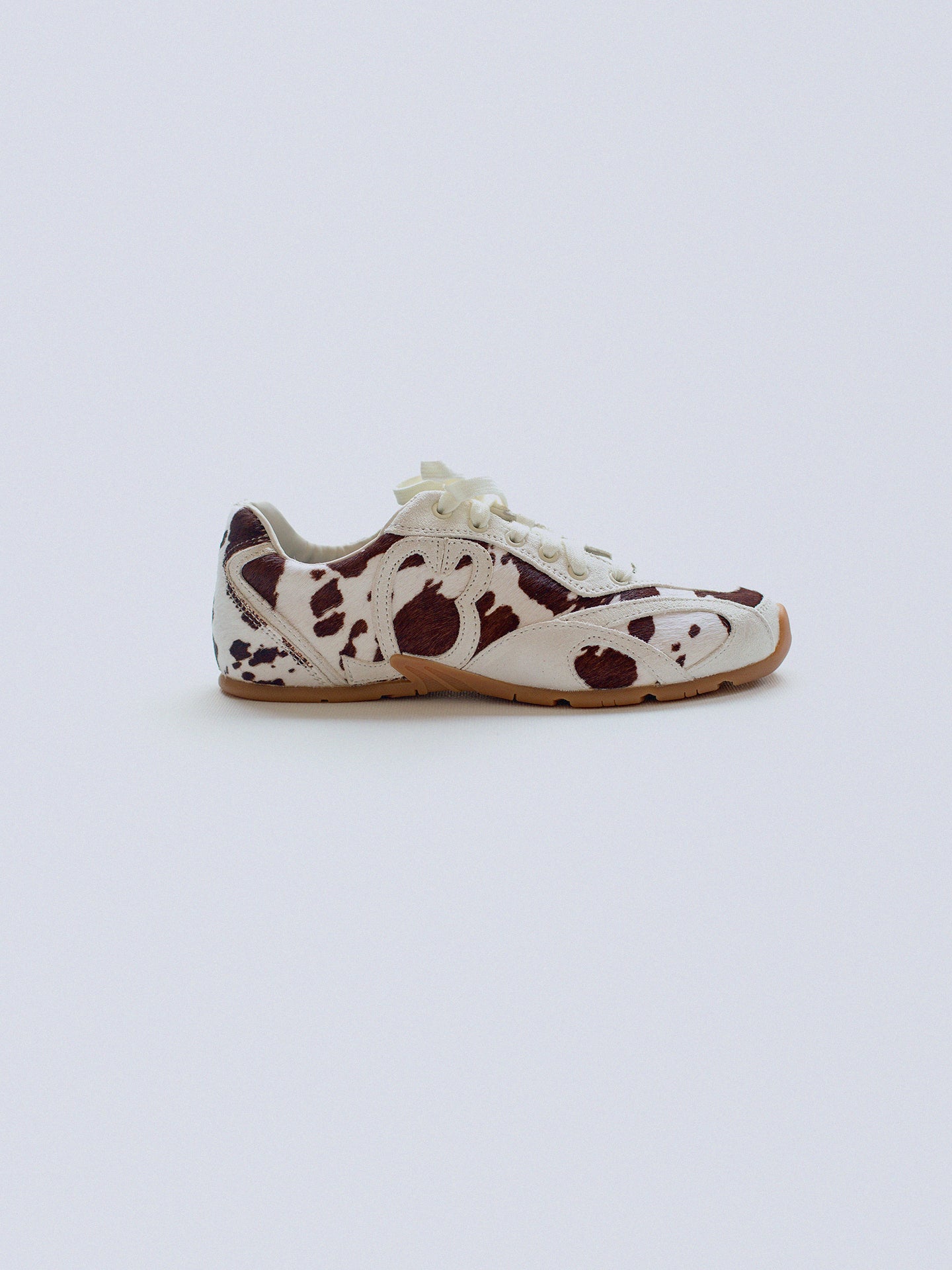 Object Suede Low-Top Sneakers Ivory / Espresso Cow Print