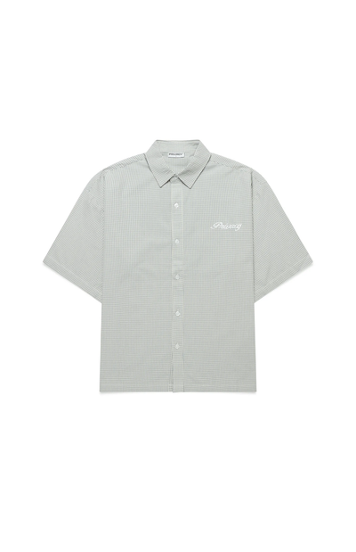Sage Plaid Boxy Script Shirt