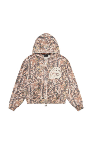 Vintage Camo Zip Up Hoodie