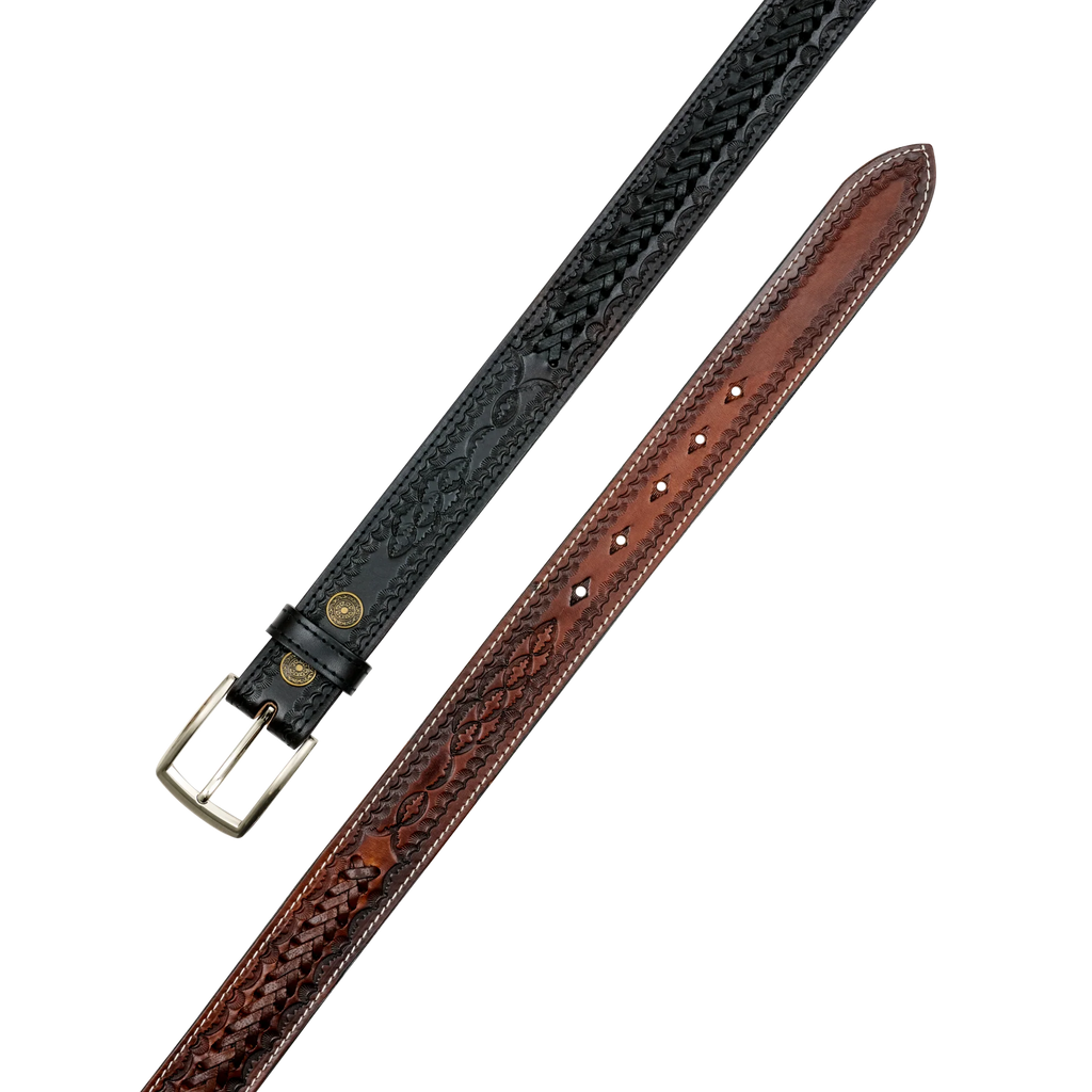 “NIGHTBRAID” Hand-Debossed Leather Belt