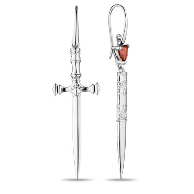 Dagger & Case Garnet Earrings Silver